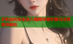 手机如何安全进入暗网详细步骤与注意事项解析